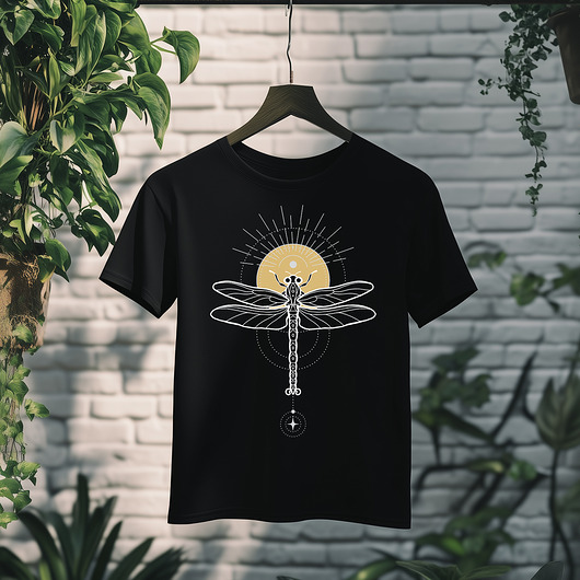 t-shirty męskie Koszulka - Święta geometria - Ważka z gwiezdnym ornamentem