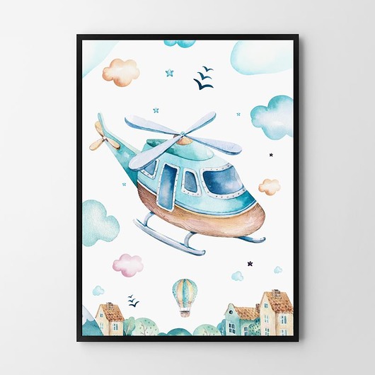 obrazy i plakaty do pokoju dziecięcego Helikopter - plakat