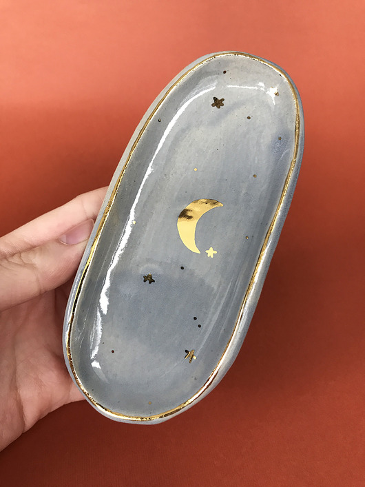 Ceramiczny talerzyk szary z księżycem ELEMTHEBRAND