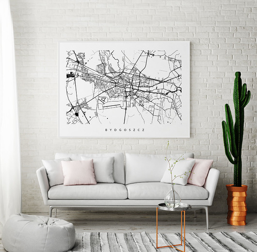 Mapa Bydgoszczy - grafika - miasto na ścianę PLAKATY GEOMETRYCZNE