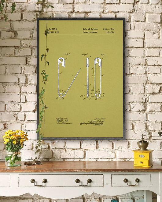 plakaty Plakat Agrafka - patent - rysunek techniczny
