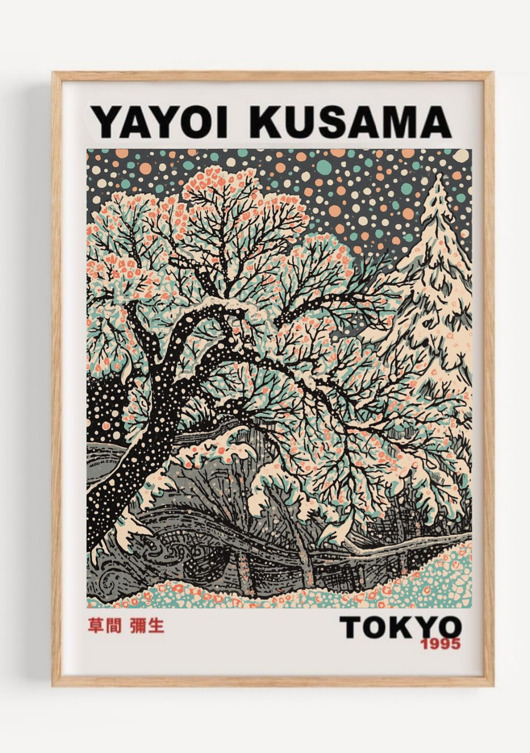 plakaty PLAKAT dekoracyjny japoński kropki abstrakcyjny góry Yayoi Kusama,  poster