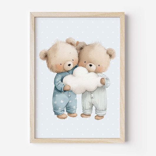 obrazy i plakaty do pokoju dziecięcego Plakat Na Ścianę Dla chłopca Niebieskie misie nr. 14