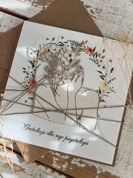 kartki scrapbooking Ręcznie robiona kartka gratulacje z okazji ukończenia studiów psychologicznyc