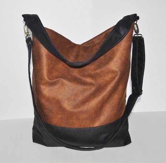 torby na ramię Torba hobo XXL - koniak, gorzka czekolada