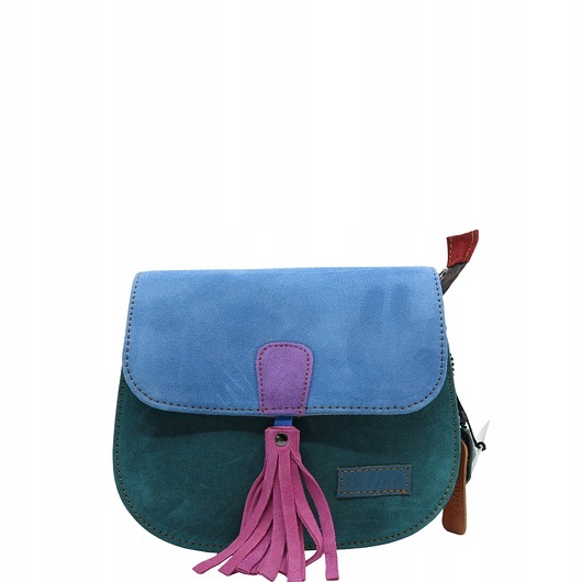 torby na ramię Torebka listonoszka zamszowa damska regulowany pasek kolorowa OLIVKA