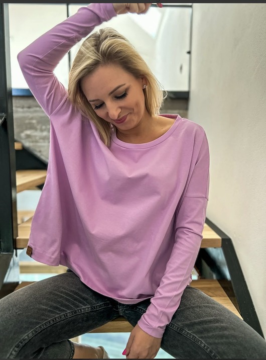 bluzki z długim rękawem damskie Lawendowa bluzka