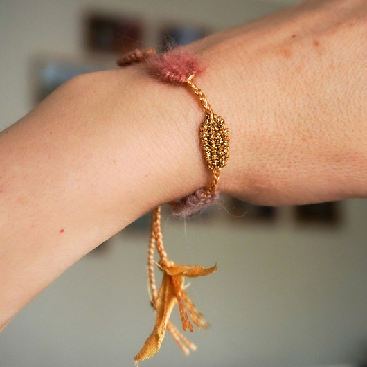 bransoletki - inne Bransoletka na sznurku - 4 tkane elementy - unikat