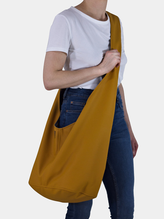 torby XXL Musztardowa torba hobo w stylu boho / vegan