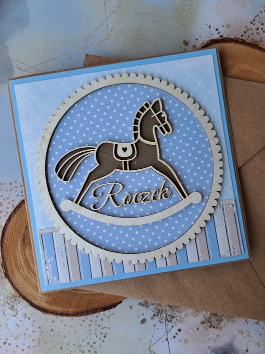 kartki scrapbooking Kartka na roczek dla chłopca