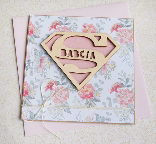 kartki scrapbooking Super Babcia : kartka na Dzień Babci
