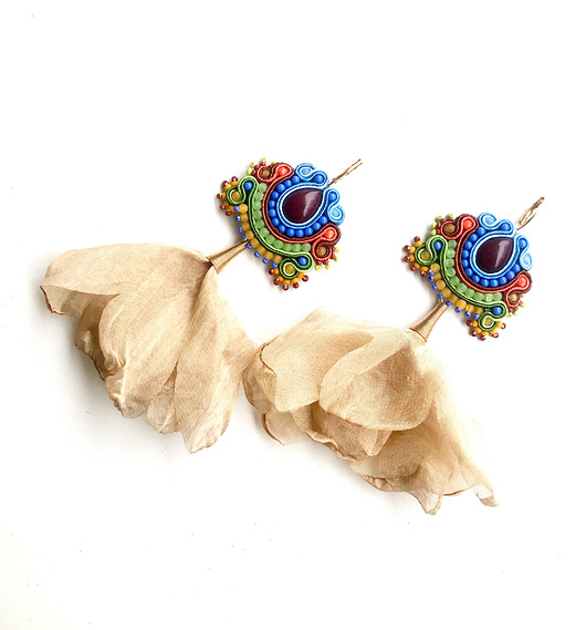 kolczyki soutache Sutaszowe kolczyki CANCUN z kwiatami