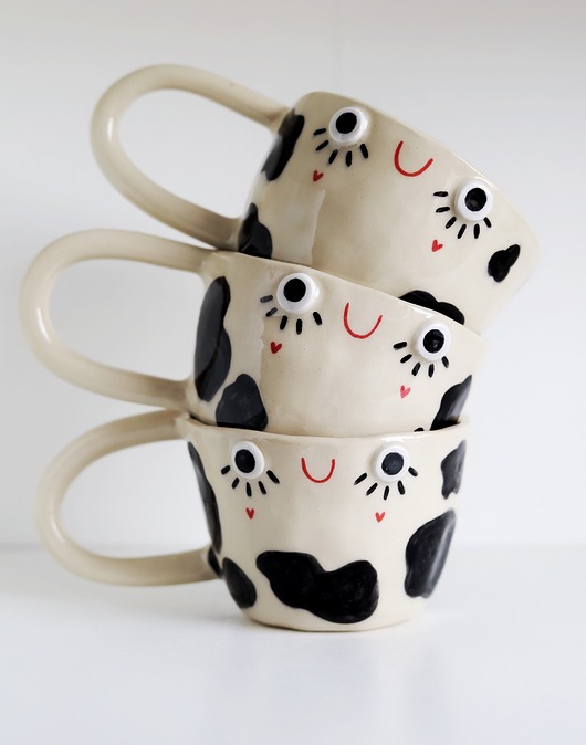 kubki Ceramiczny kubek w krowie łaty