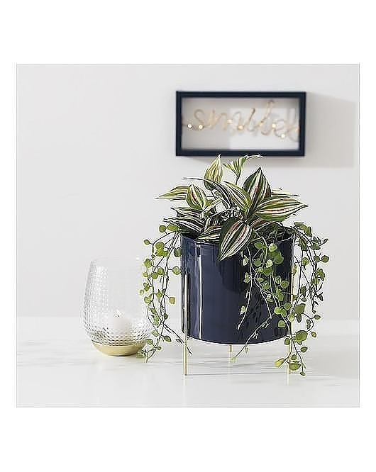 Kwietnik Osłonka na Donicę Ceramiczna Granatowa MIA home