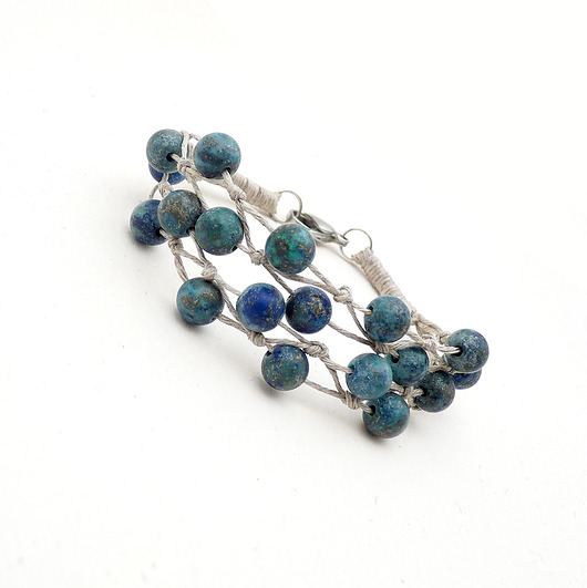 bransoletki z kamieni naturalnych Chryzokola bransoletka lniana