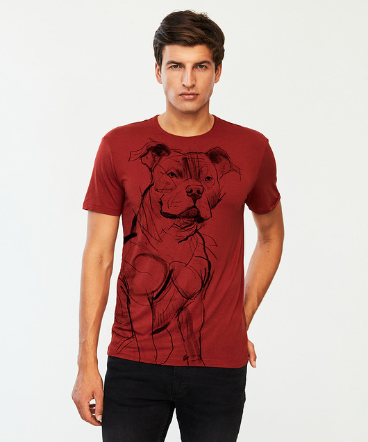 t-shirty męskie Staffordshire Bull Terrier Dog Men's T-shirt marsala