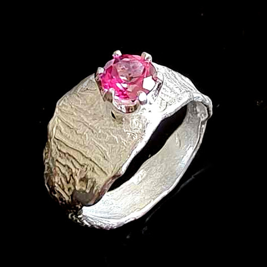 pierścionki srebrne Pink topaz