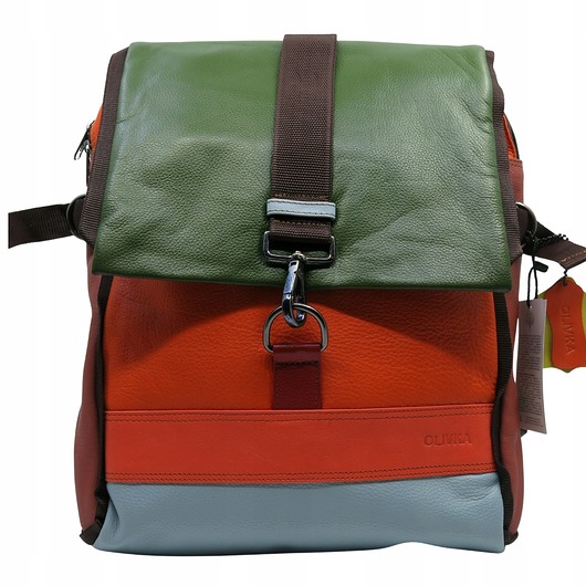plecaki Plecak skórzany pojemny stylowy miejski mieści A4 kolorowy wygodny OLIVKA