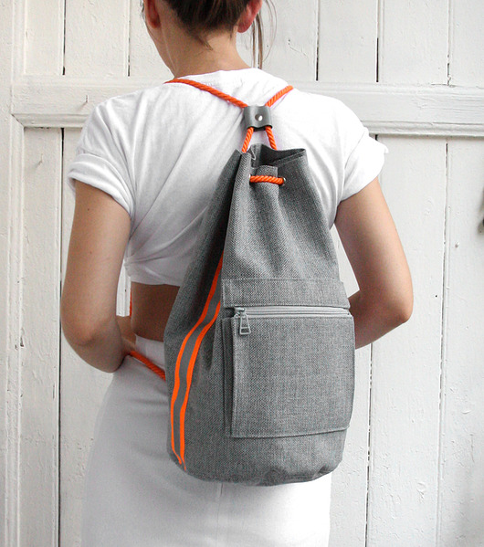 worek plecak fluo - grey&orange fluo - elfagado