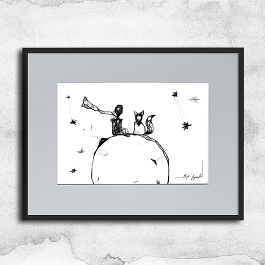 obrazy i plakaty do pokoju dziecięcego GRAFIKA 143 - Mały Książę i lis
