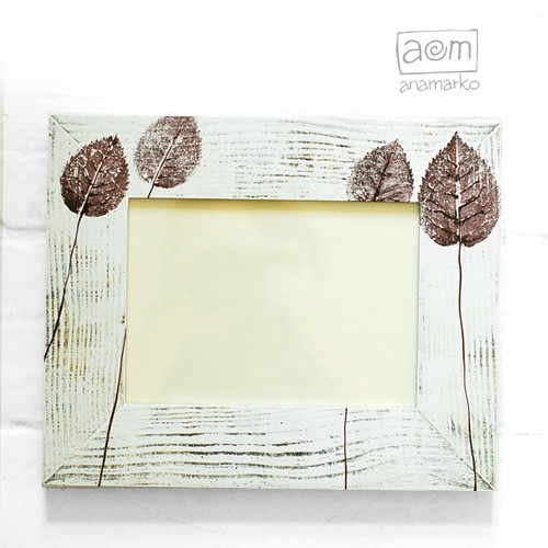 ramka 13x18 - liscie ecru anamarko