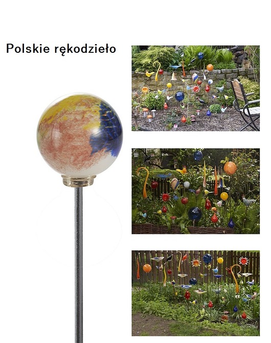 Szklana Ozdoba Ogrodowa Kula Cztery Kolory GALAERIA