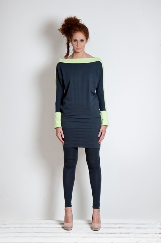 sukienka - symmetric gray light green OCE eco streetwear