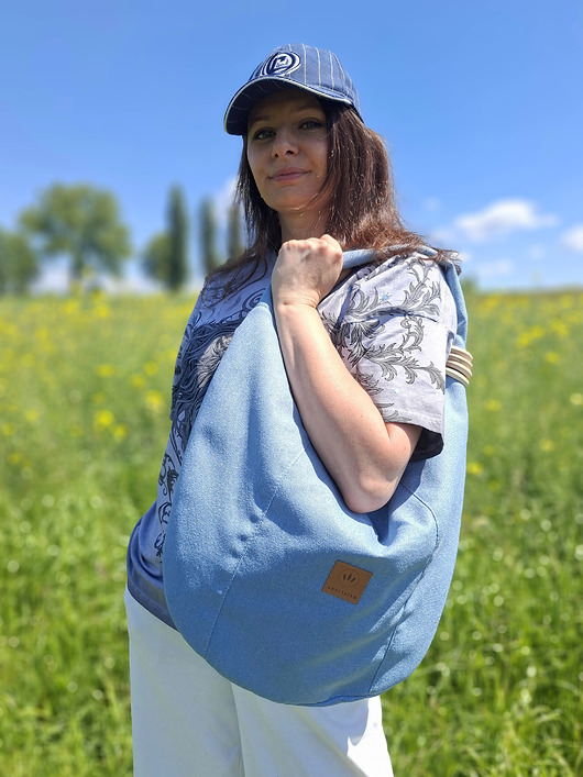 torby na ramię Torba hobo z kółeczkami Plecionka Niebieska