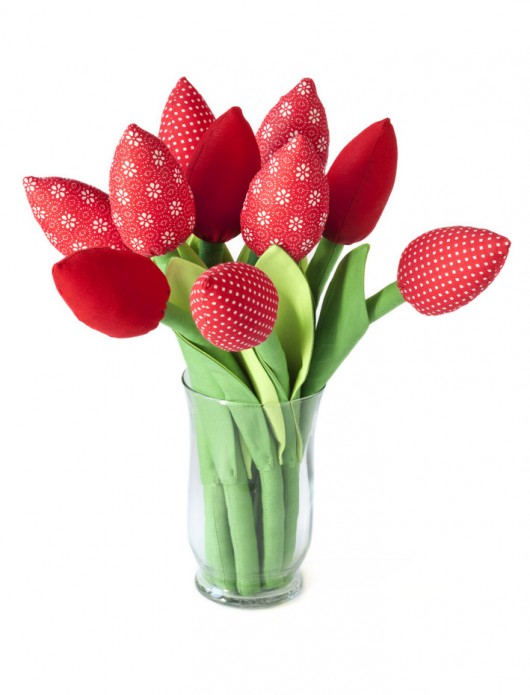 TULIPANY, czerwony bawełniany bukiet MYK STUDIO