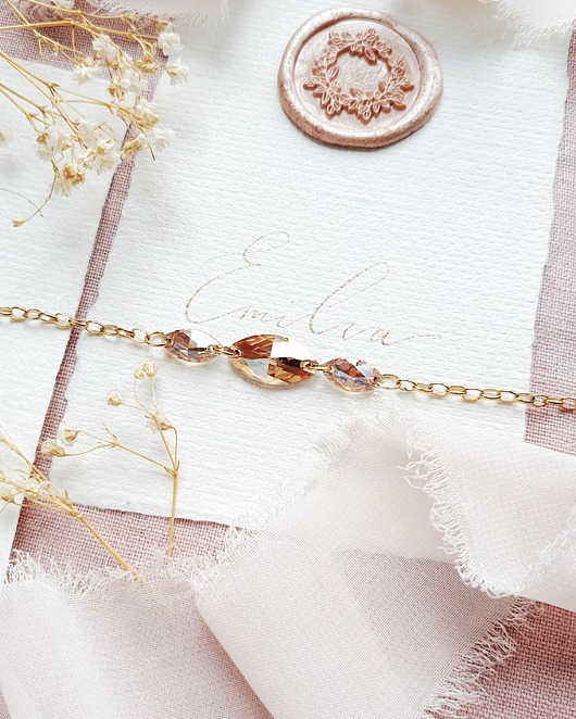 Biżuteria ślubna BRANSOLETKA Perfect Glam Crystalized - szampan