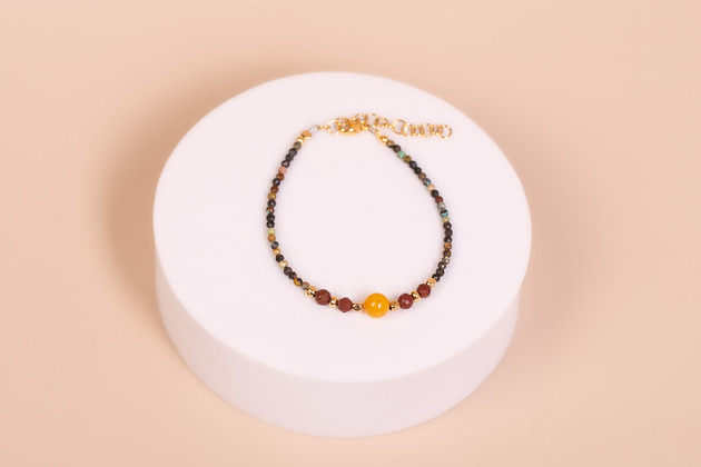 bransoletki - inne Bransoletka Bursztyn bałtycki, Turmalin, Jaspis