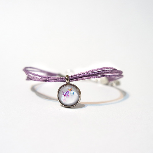 bransoletki ze szkła Bransoletka - Motyle - sznureczki, fioletowa