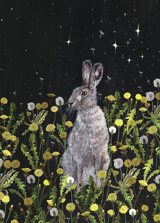 grafiki i ilustracje Zając- Nocny zając- grafika- ilustracja