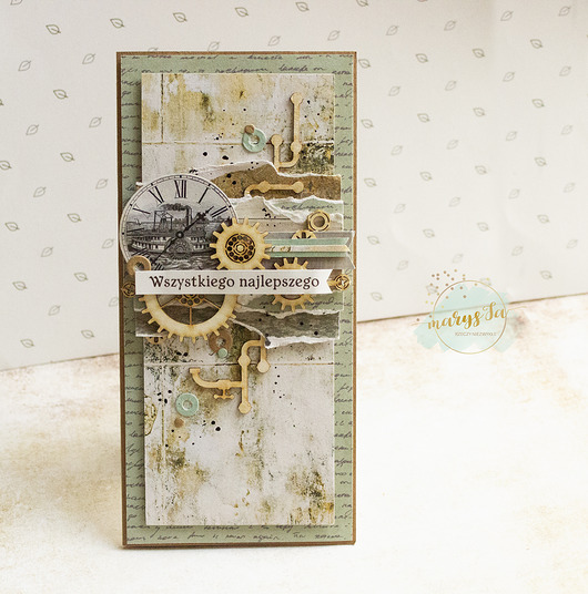 kartki scrapbooking Mechanical - męska kartka