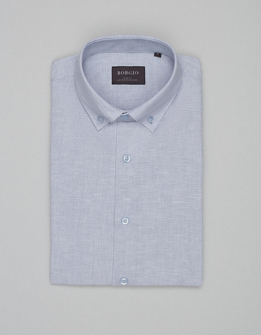 koszule męskie Koszula balmuccia 00535 długi rękaw szary slim fit