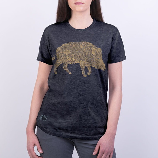 t-shirt damskie Koszulka damska DZIK grafitowa -