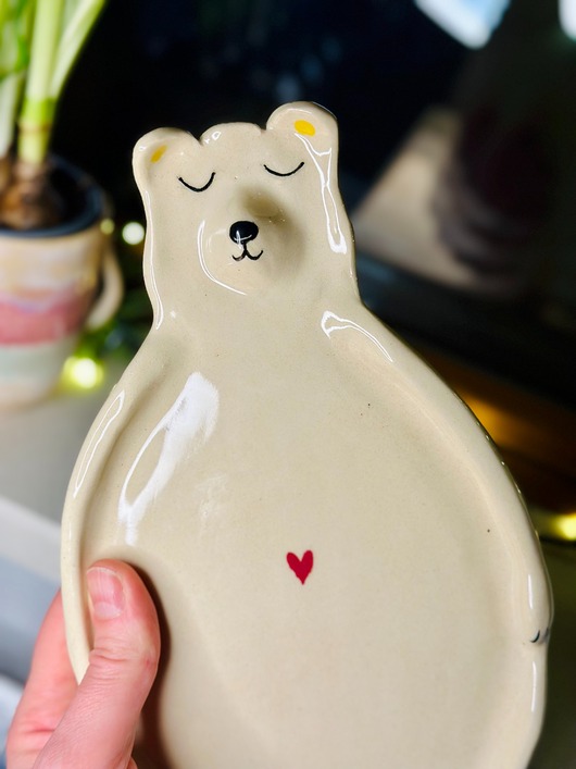 patery i talerze Talerz ceramiczny Miś z serduszkiem