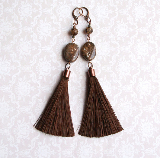 UNIKATOWE kolczyki :: chocolate brown kaktusia