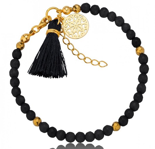 Bransoletka z onyksów, hematytów i srebra 925 Coccola JEWELLERY