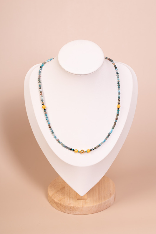 naszyjniki - inne Naszyjnik apatyt i bursztyn