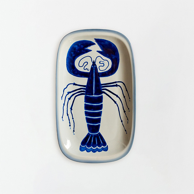 Ozdoby na ścianę Talerz na ścianę - kobaltowy rak