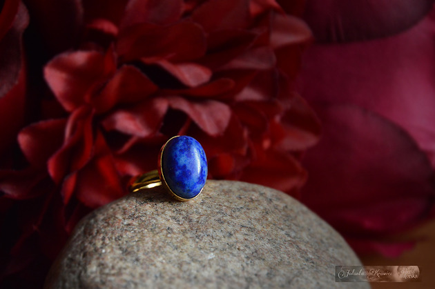 pierścionki złote Lapis Lazuli Pierścionek Srebro 24K złoto