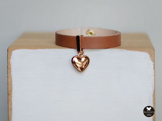 bransoletki skórzane ochra heart love 17