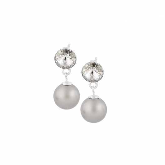 Kolczyki z kryształem i perłą swarovski Laoni