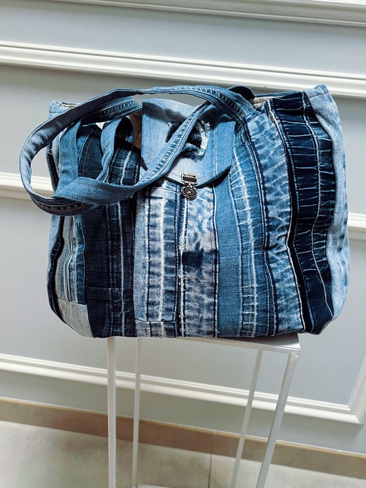 torby na ramię Jeansowa Torba na ramie patchwork ręcznie robiona torba jeansowa torebka jeans