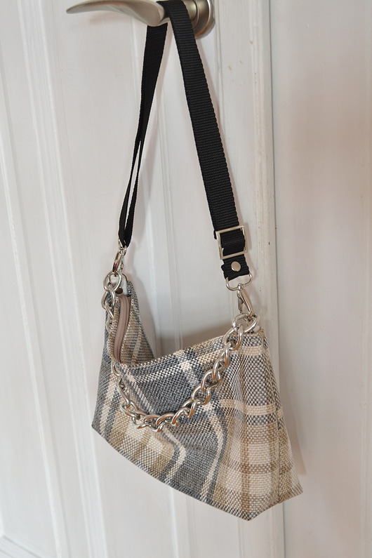 torby na ramię Lniana torebka w kratę