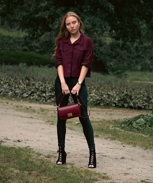 torby na ramię Torebka skórzana SOPHIA M burgund szewro GOLD