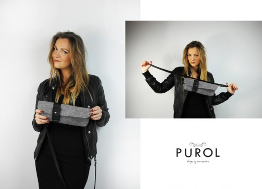 Kopertówka z filcu Fly Black purol design