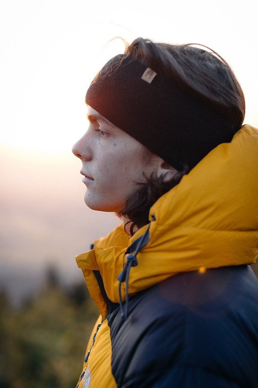 czapki damskie LIS- opaska 100% wełna merino- popielaty