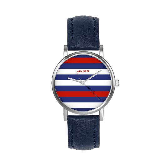 zegarki unisex Zegarek  mały - Pasy - skórzany, granatowy